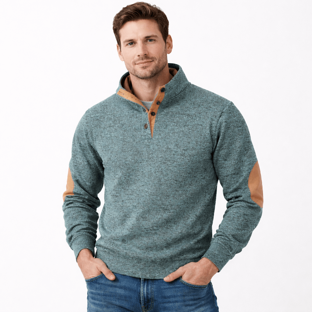 Kent Camden Denim Blue / S ELI Regular Fit Patchwork Sweatshirt