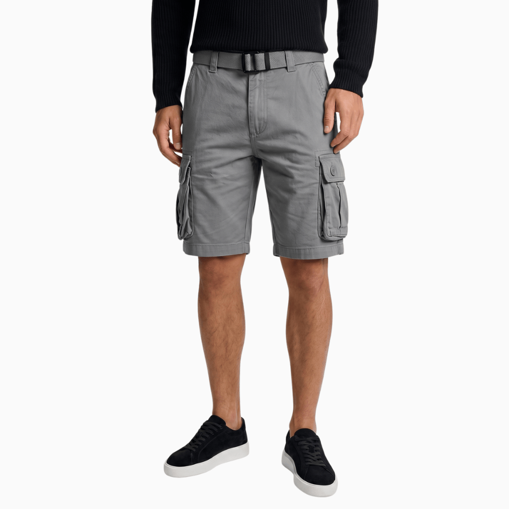 Kent Camden Gray / 6 UK MITCHELL Safari Style Loose Fit Cotton Shorts