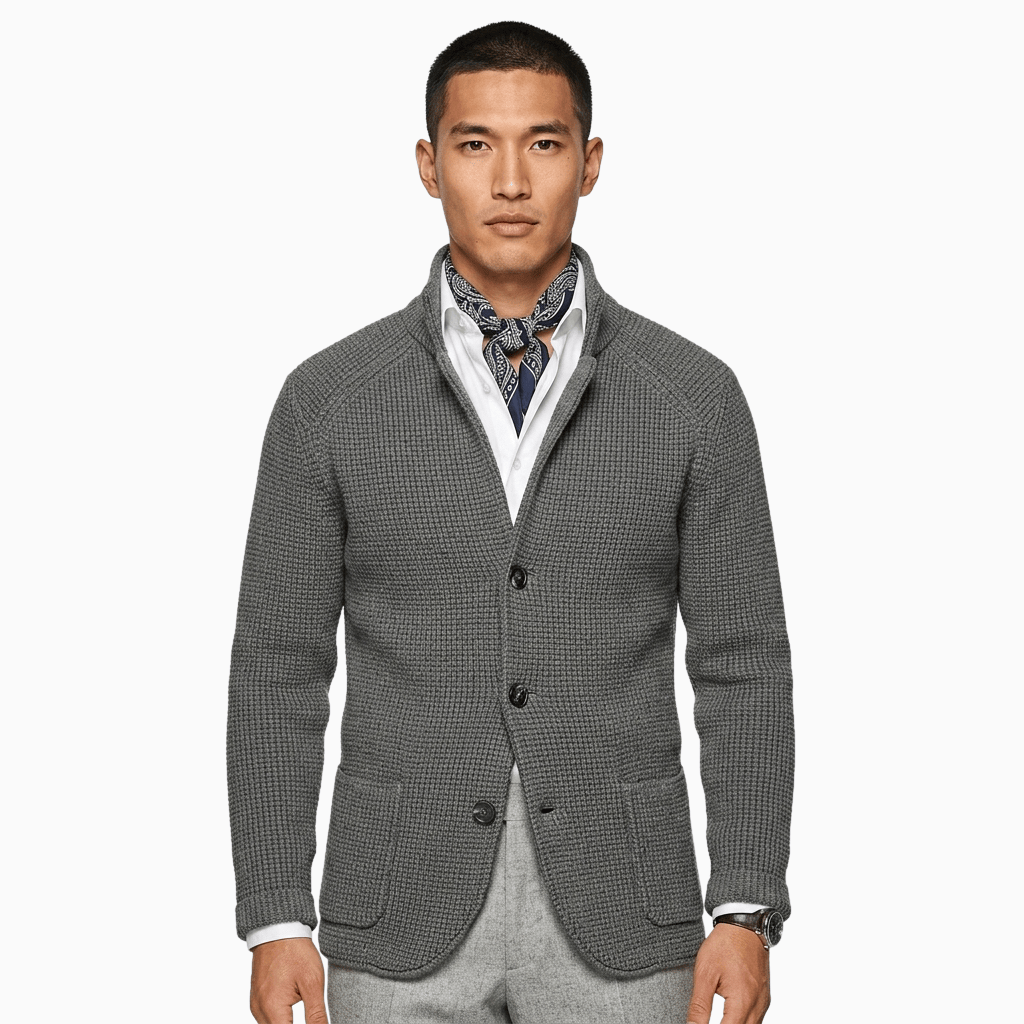 Kent Camden Gray / S DYLAN Casual V-neck Wool Cardigan