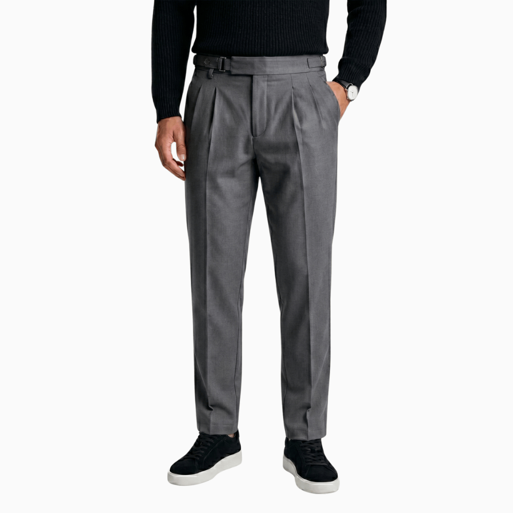 Kent Camden Gray / S FROST Elegant Pleated Polyester Pants