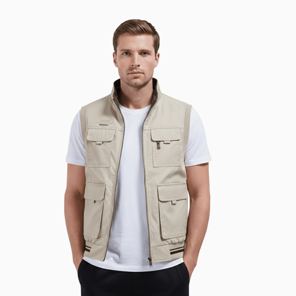 Kent Camden Green Beige / S THEO Cotton Zip-Up Vest
