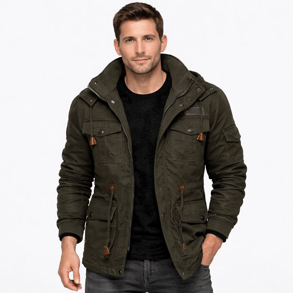 Kent Camden Green / M JAXON Casual Zipper Jacket with Ribbed Cuffs and Pocket