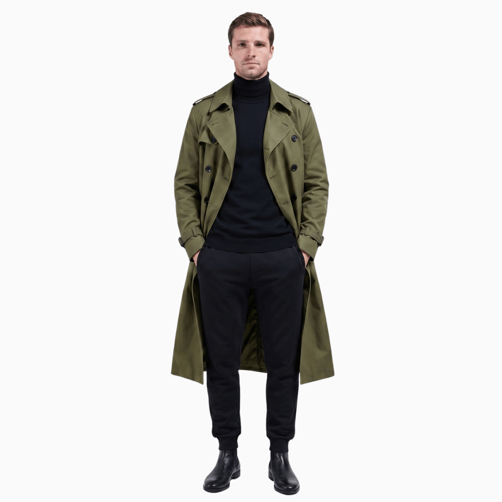 Kent Camden Green / S AUSTIN Double-Breasted Cotton Trench Coat