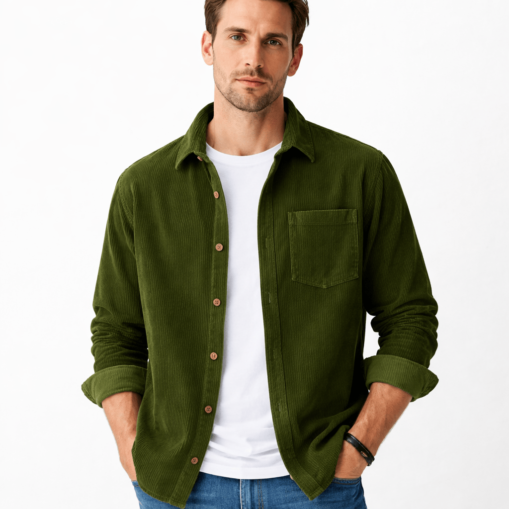 Kent Camden Green / S CHRIS Men's Regular-Fit Cotton Shirt