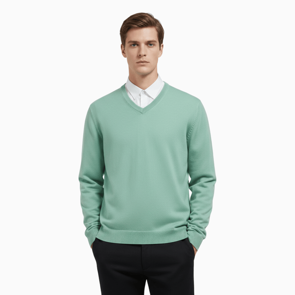 Kent Camden Green / S CRAIG V-Neck Sweater Regular Fit Wool Blend