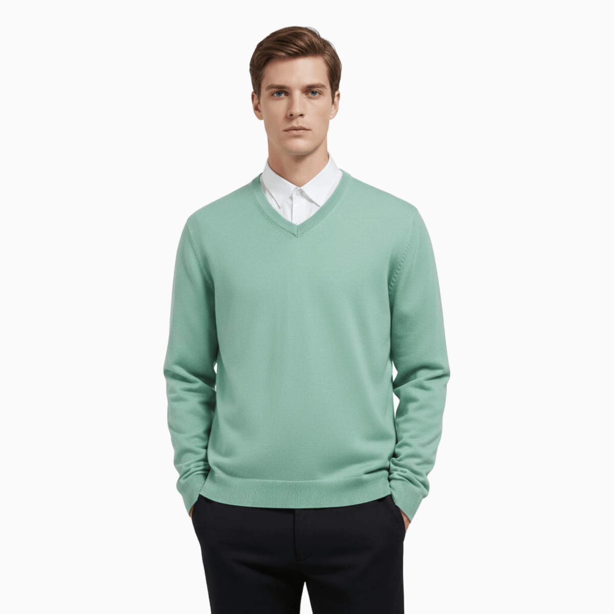 Kent Camden Green / S CRAIG V-Neck Sweater Regular Fit Wool Blend