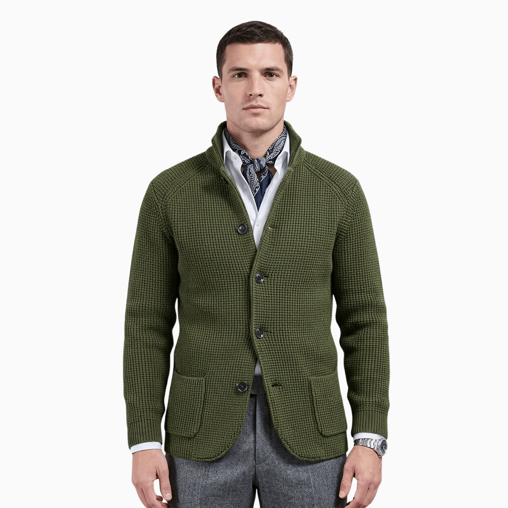 Kent Camden Green / S DYLAN Casual V-neck Wool Cardigan