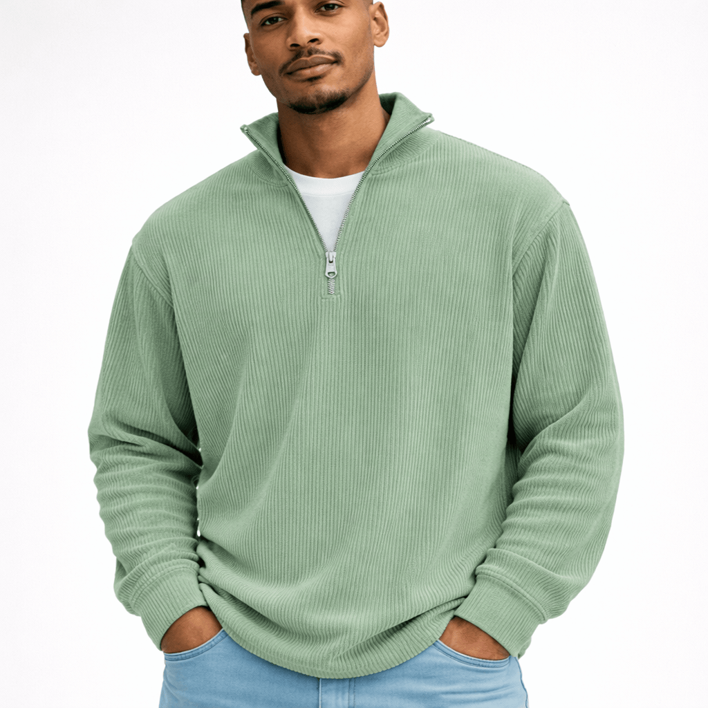 Kent Camden Green / S IAN Casual Striped Zip Sweatshirt