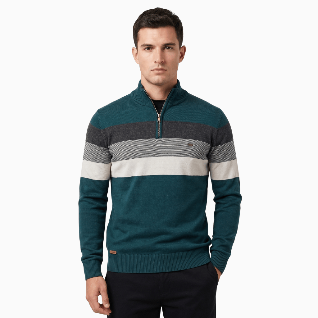 Kent Camden Green / S JACK Zippered Casual Sweater
