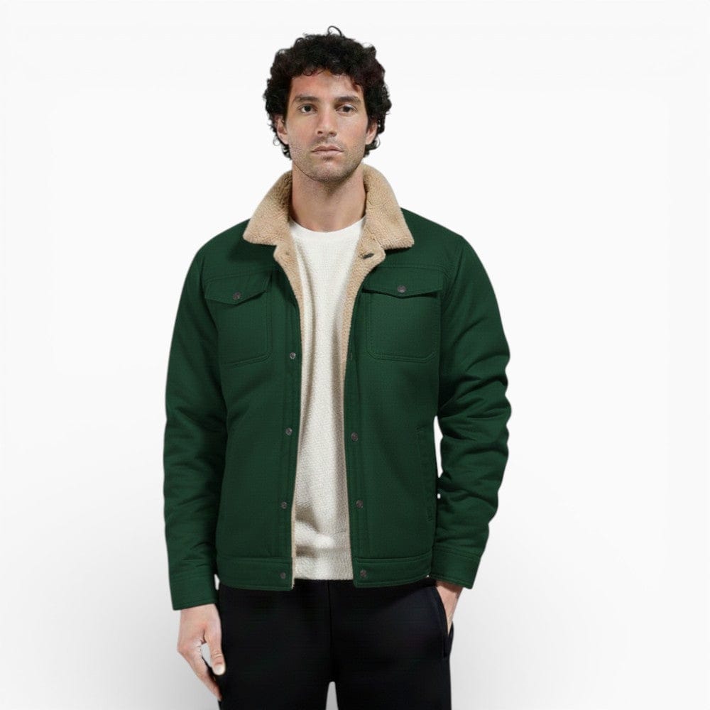 Kent Camden Green / S SEAN Casual Cotton Jacket, Fleece Lining, Button Closure
