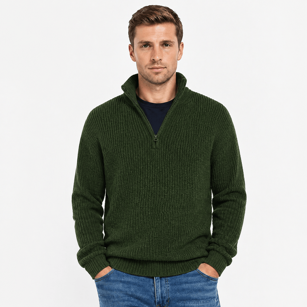 Kent Camden Green / S STORM Regular Fit Knitted Sweater with Zipper