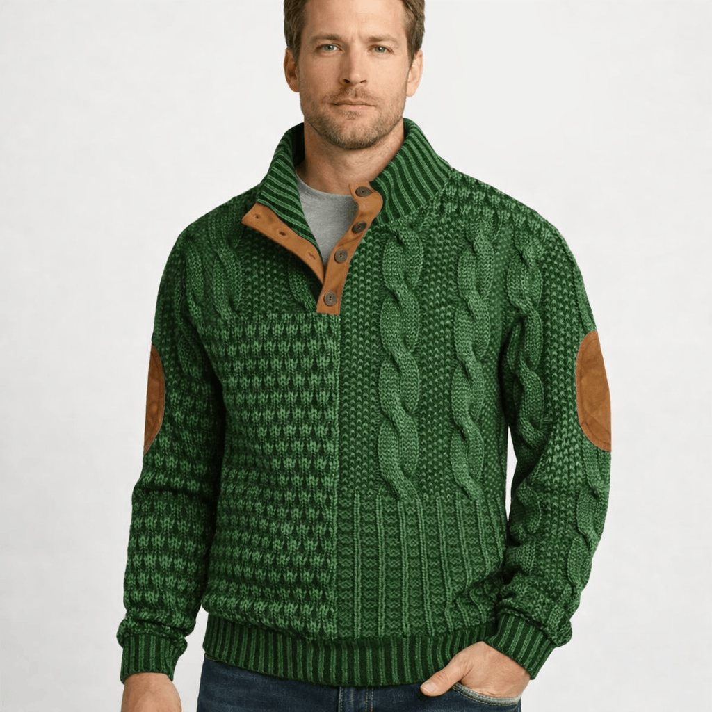 Kent Camden Green / S TREY Casual Sweatshirt with Patchwork Design