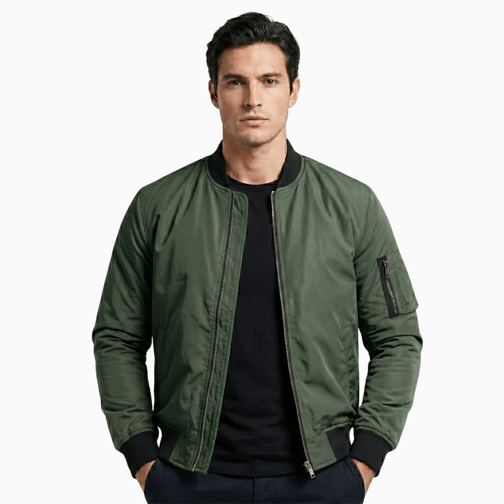 Kent Camden Green / S WILDER Casual Bomber Jacket Zipper Fit