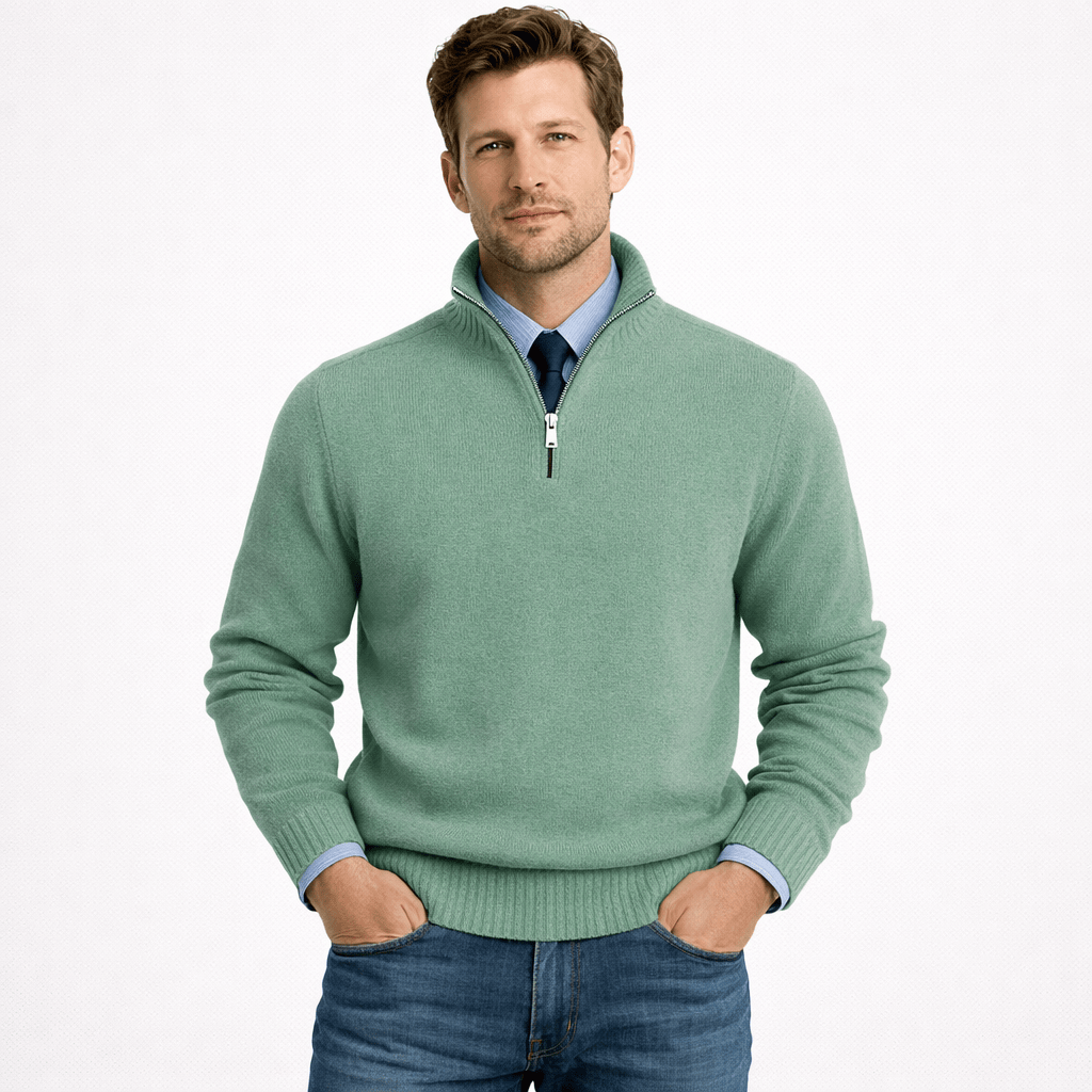 Kent Camden Green / S WILLIAM Zipper Pullover Sweater