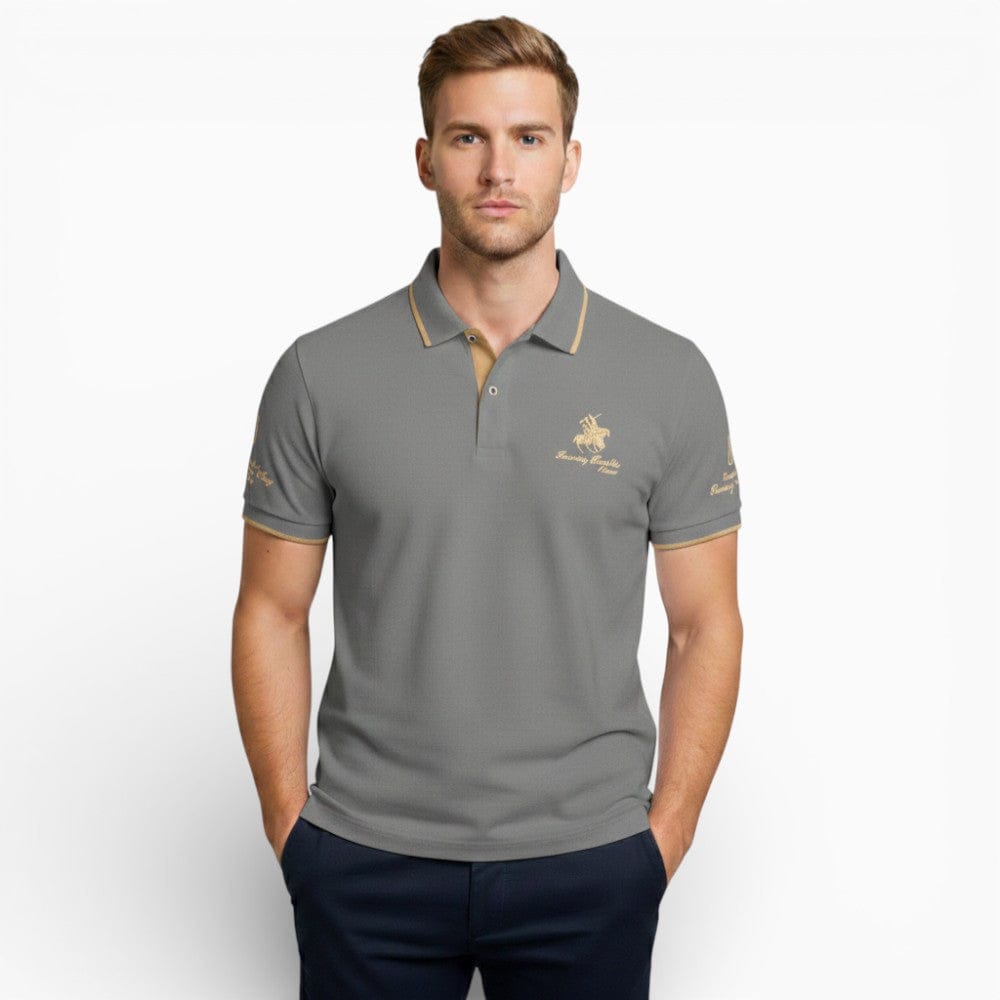 Kent Camden Grey / M BENJAMIN Embroidered Cotton Polo Shirt Regular Fit