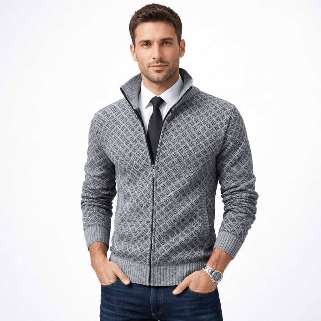 Kent Camden Grey / M SHANE Regular Fit Zipper Jacket Velvet Warm Acrylic