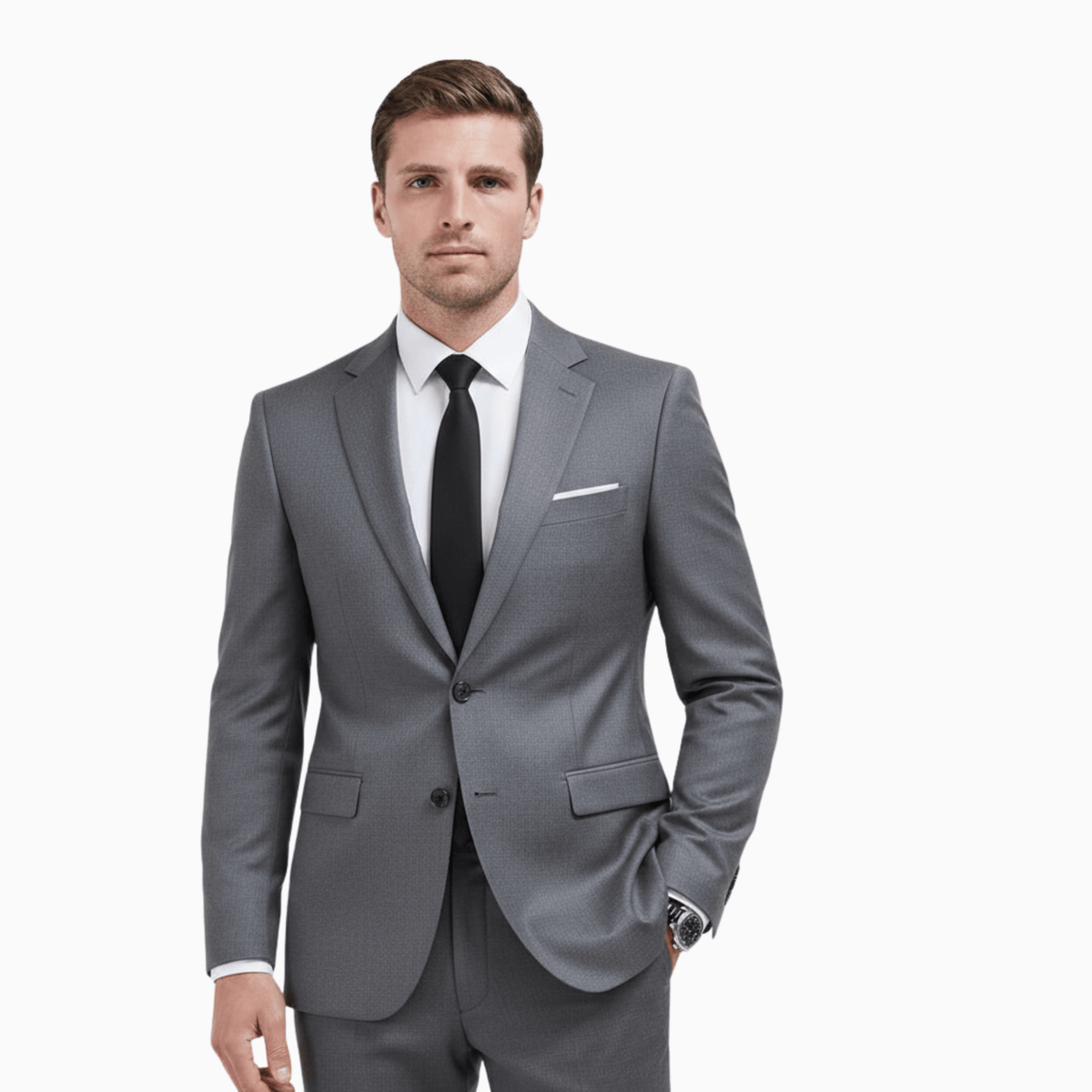 Kent Camden Grey / S KYLE Slim Fit Suit, Polyester Viscose, Button Closure