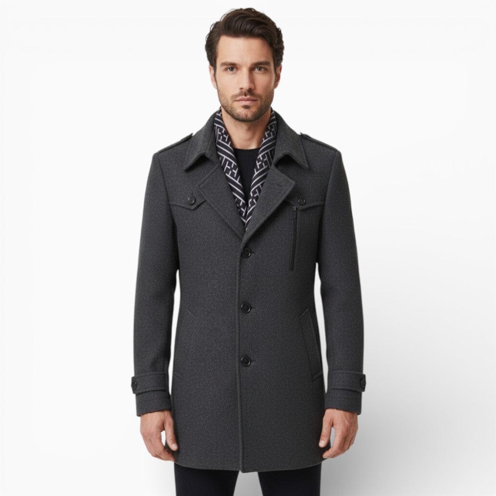 Kent Camden Grey / S REID Long Buttoned Coat with Wool Lining