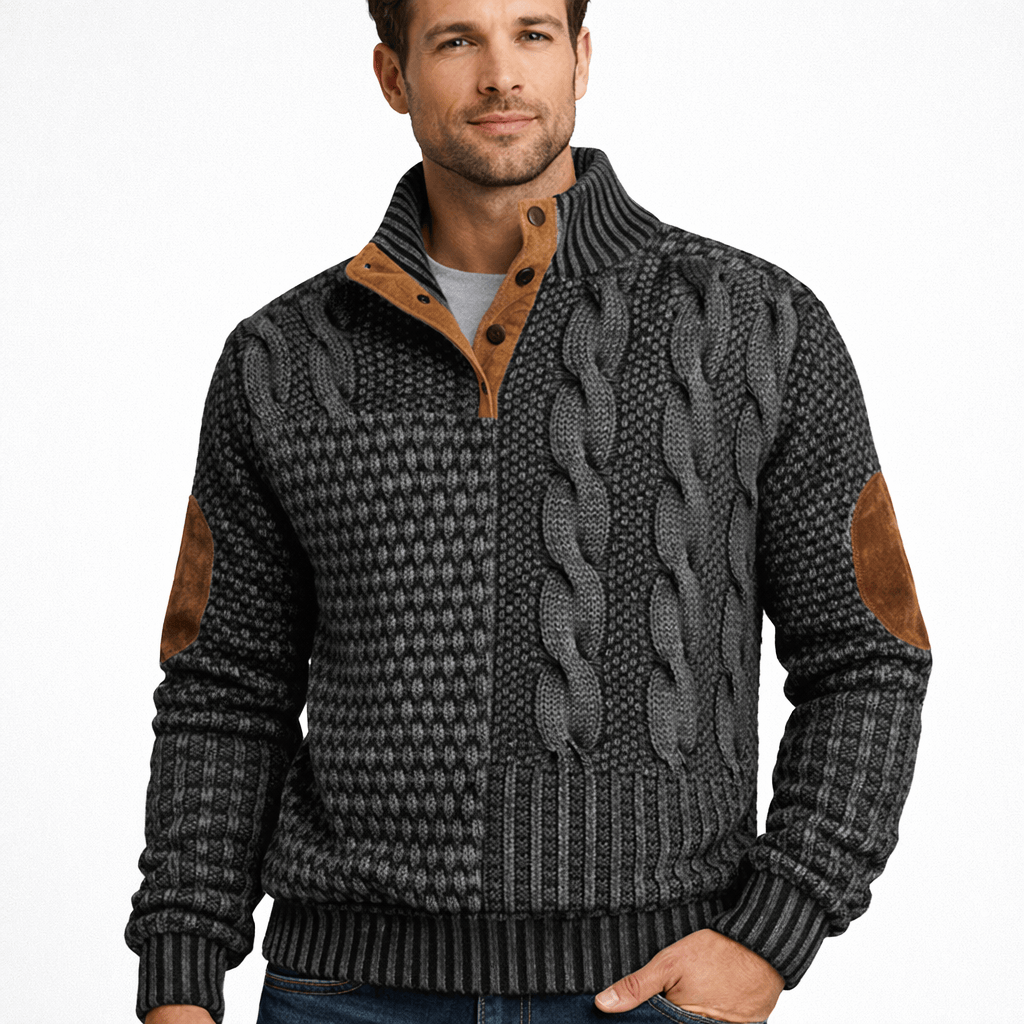 Kent Camden Grey / S TREY Casual Sweatshirt with Patchwork Design