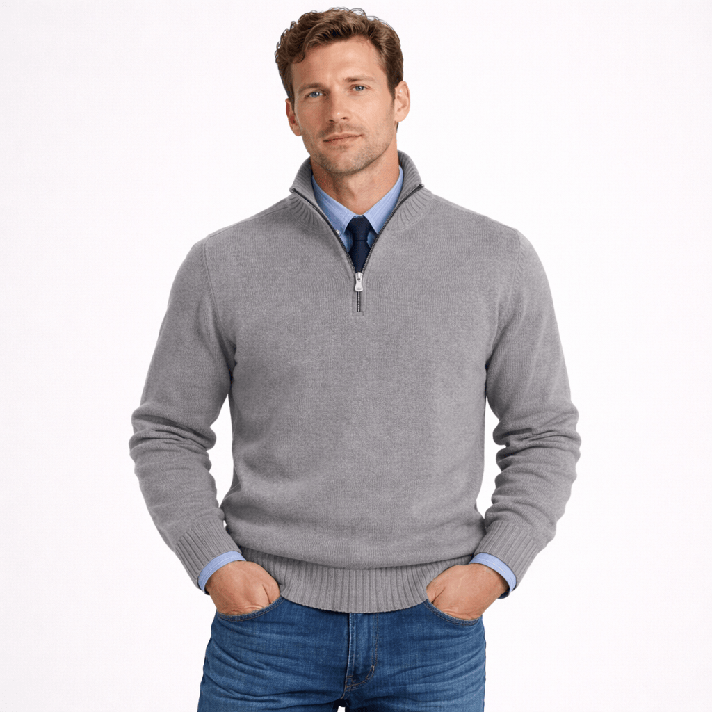 Kent Camden Grey / S WILLIAM Zipper Pullover Sweater
