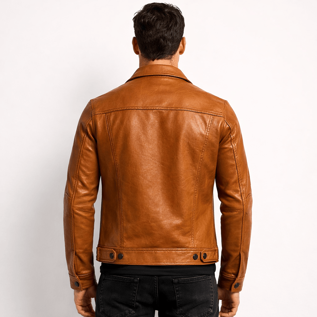 Kent Camden ISAAC Genuine Leather Jacket Button Closure Collared