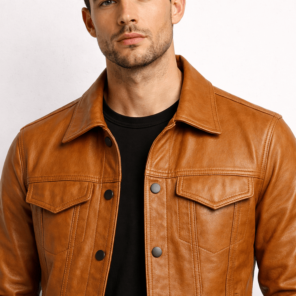 Kent Camden ISAAC Genuine Leather Jacket Button Closure Collared