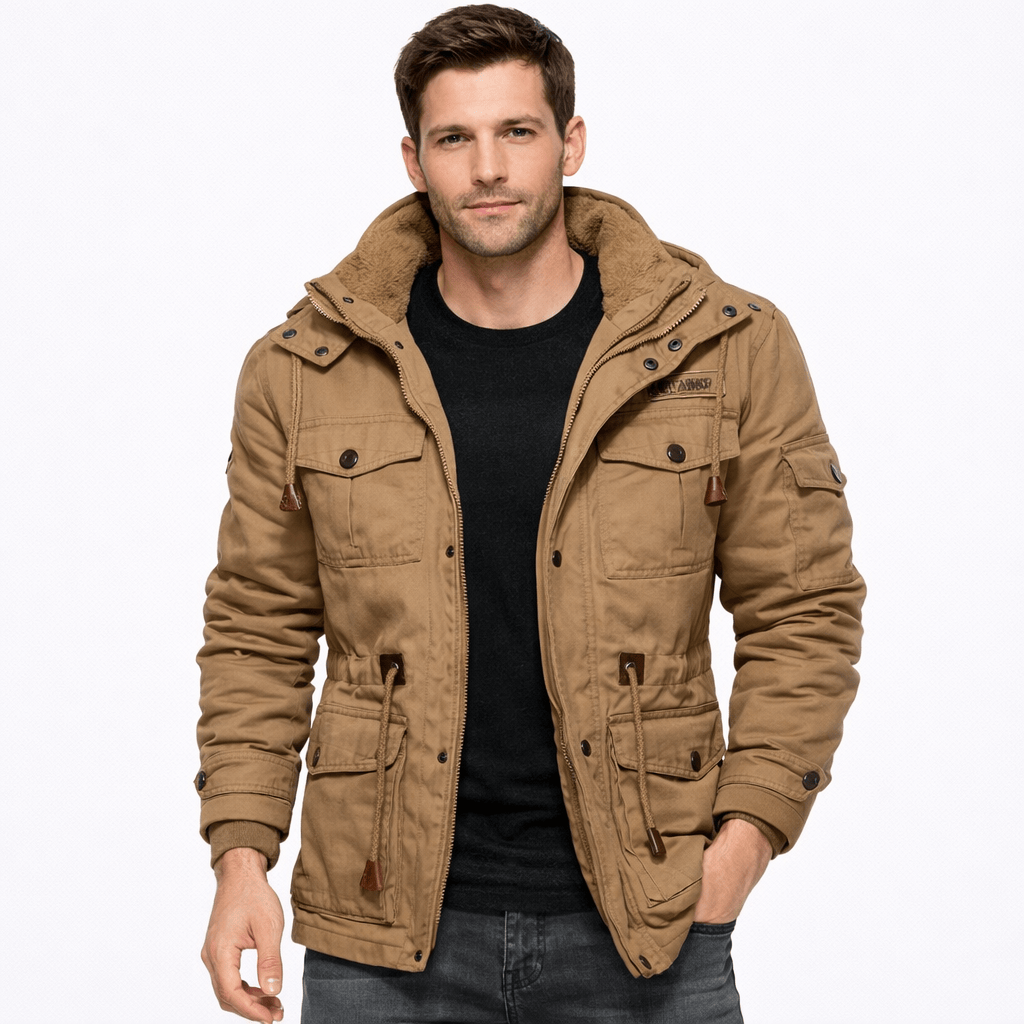 Kent Camden Khaki / M JAXON Casual Zipper Jacket with Ribbed Cuffs and Pocket