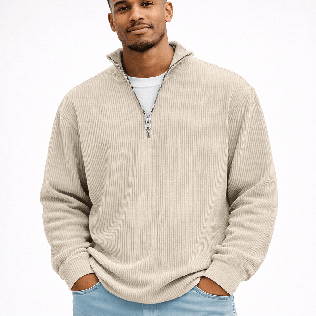 Kent Camden Khaki / S IAN Casual Striped Zip Sweatshirt