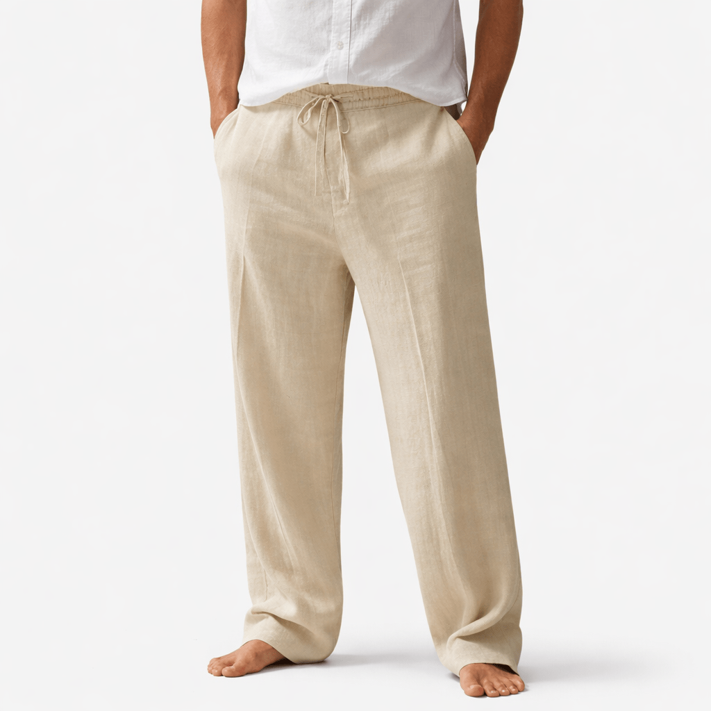 Kent Camden Khaki / S SEAN Casual Harem Pants, Cotton Linen, Loose Fit