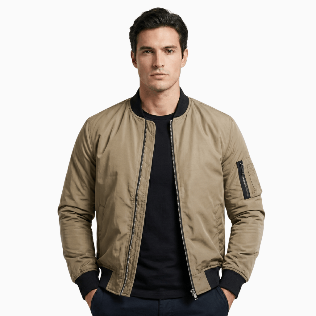 Kent Camden Khaki / S WILDER Casual Bomber Jacket Zipper Fit