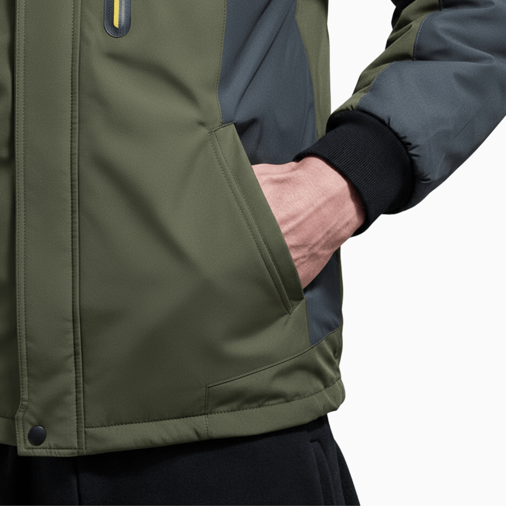 Kent Camden LEE Army Green Fleece Jacket, Detachable Hood, Zipper Closure