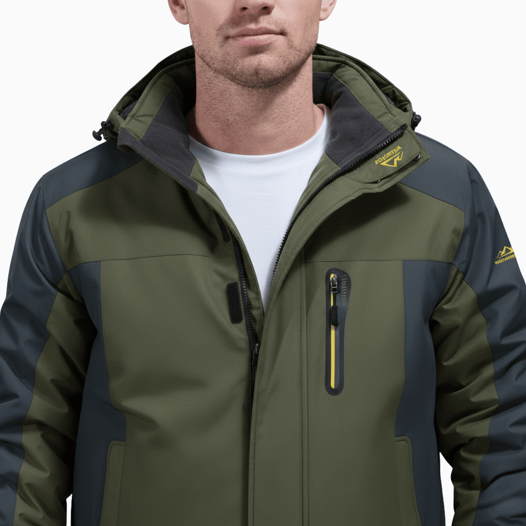 Kent Camden LEE Army Green Fleece Jacket, Detachable Hood, Zipper Closure