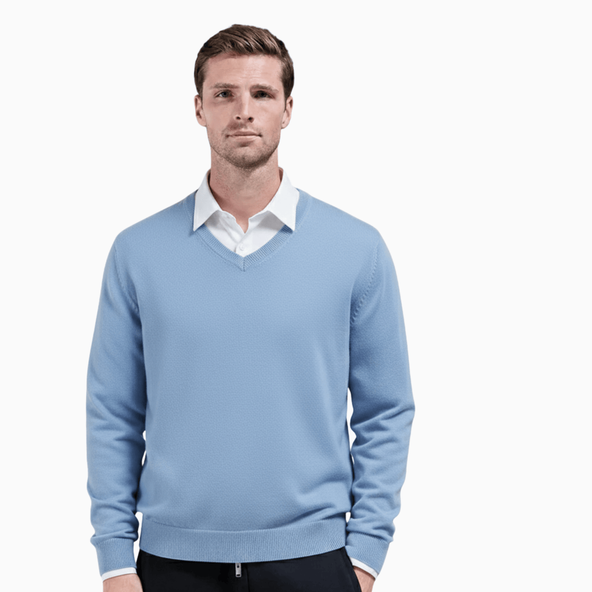 Kent Camden Light Blue / S CRAIG V-Neck Sweater Regular Fit Wool Blend