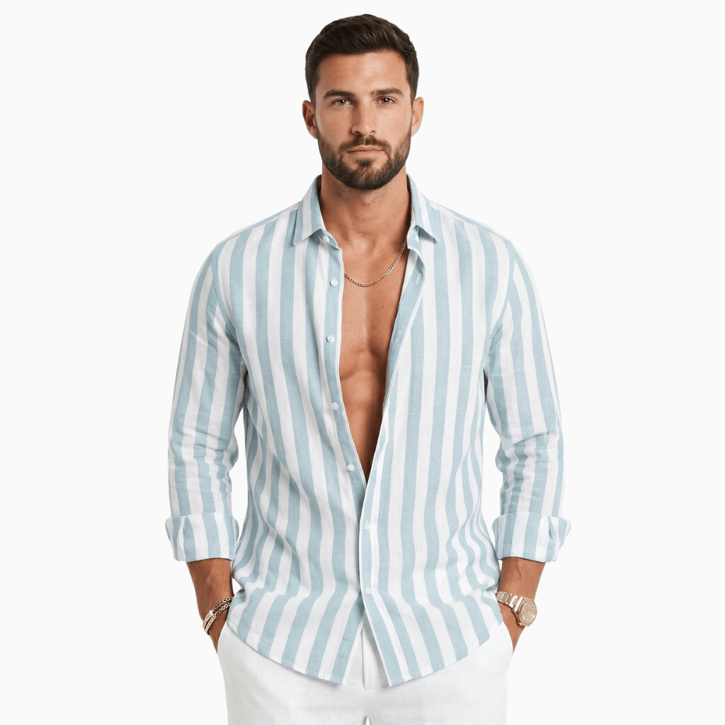 Kent Camden Light Blue / S ROGER Casual Linen Shirt Regular Fit