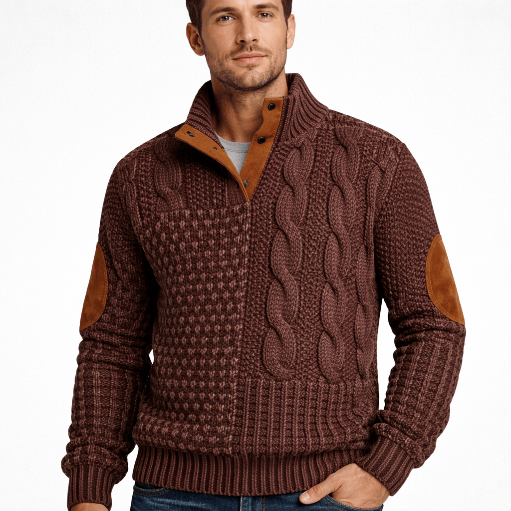 Kent Camden Light Brown / S TREY Casual Sweatshirt with Patchwork Design