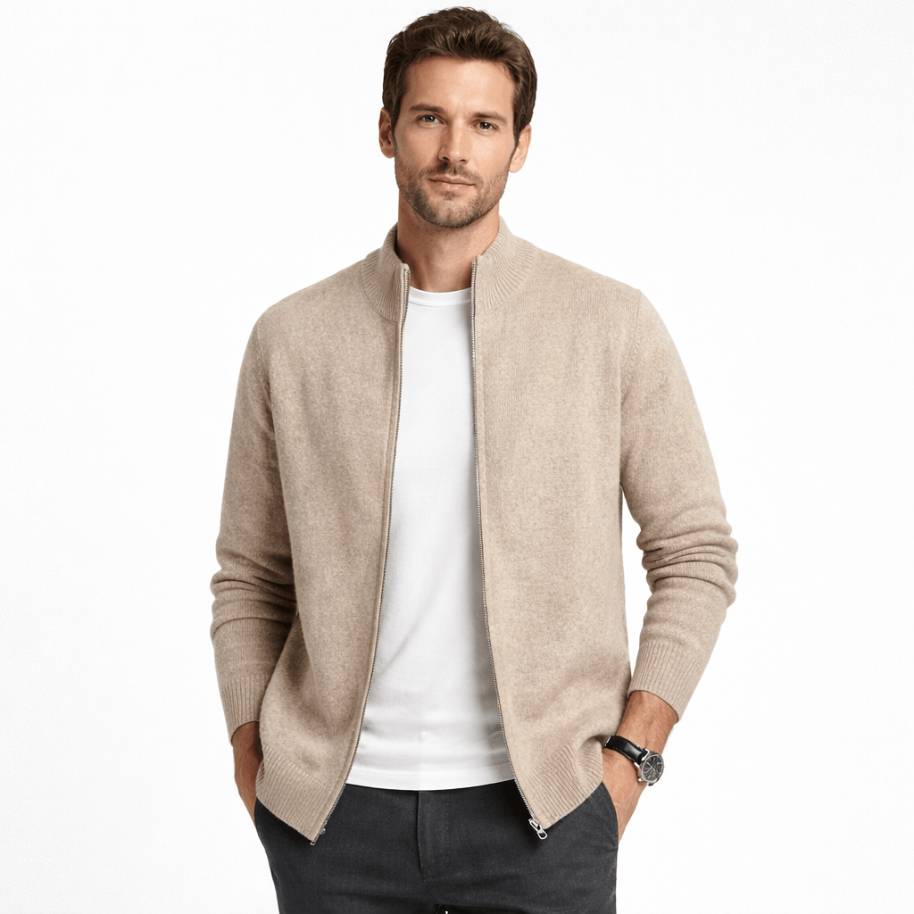 Kent Camden Light Camel / S SPENCER Casual Wool Zip Cardigan