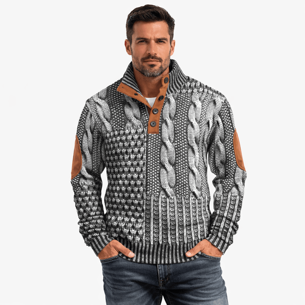 Kent Camden Light Grey (Almost Sold Out) / S TREY Casual Sweatshirt with Patchwork Design