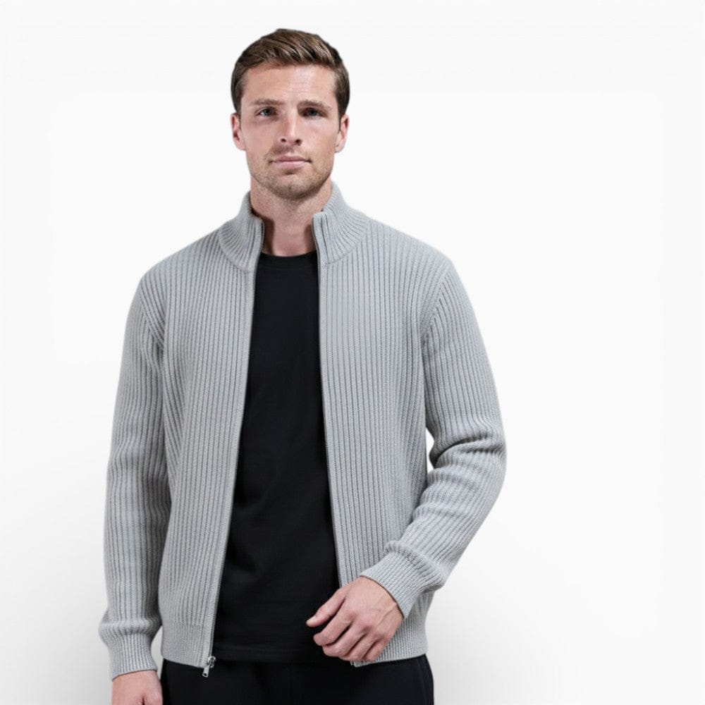 Kent Camden Light grey / M SETH Knitted Cardigan with Zipper, Polyester Black