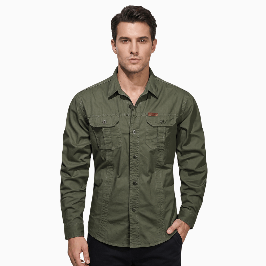 Kent Camden Military Green / M KNIGHT Double-Breasted Cotton Shirt