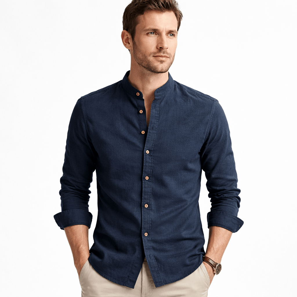 Kent Camden Navy Blue / M KNOX Casual Button-Down Shirt Black Gray Regular Fit