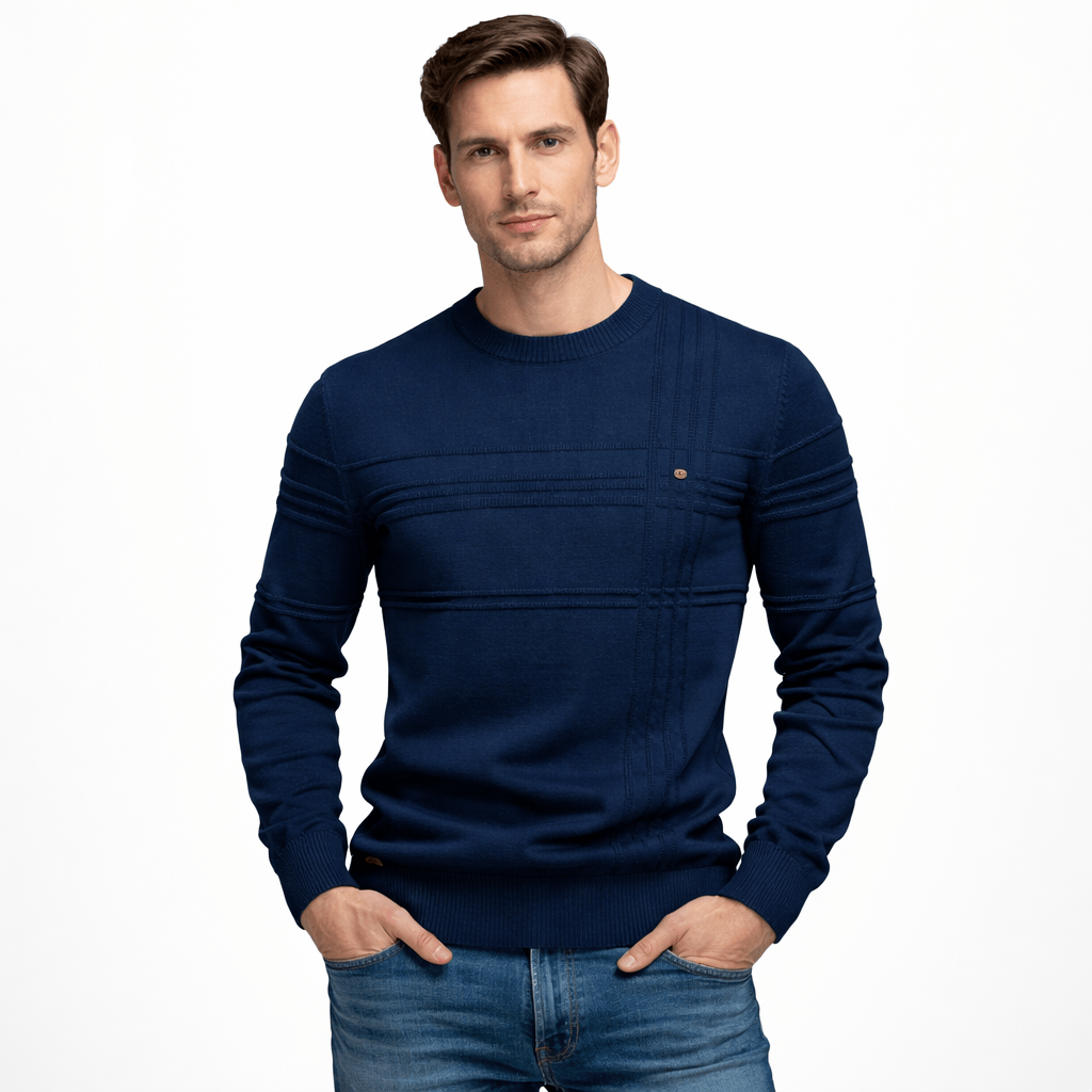 Kent Camden Navy Blue / S AIDEN Knit Sweater with Round Neck and Glitter