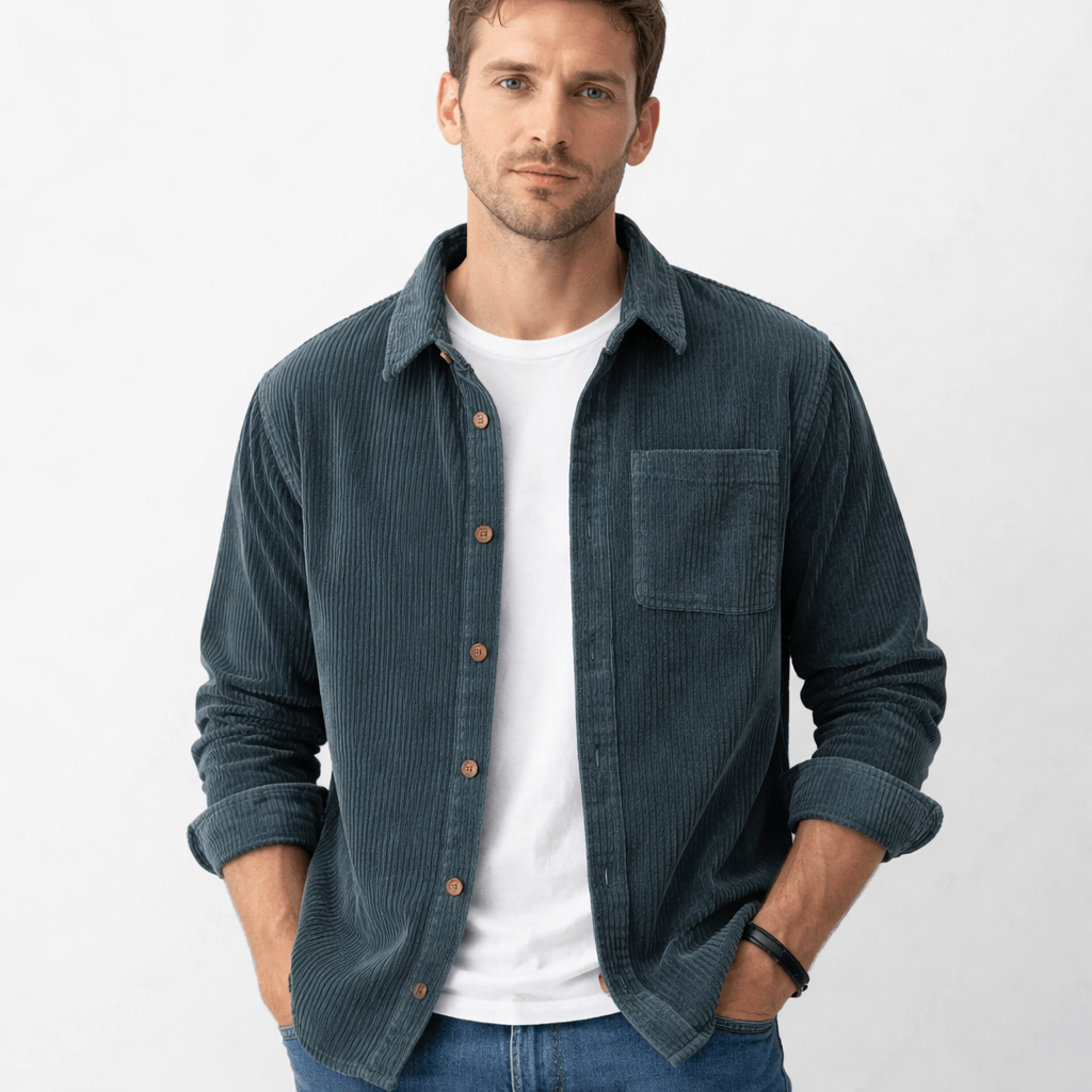 Kent Camden Navy Blue / S CHRIS Men's Regular-Fit Cotton Shirt