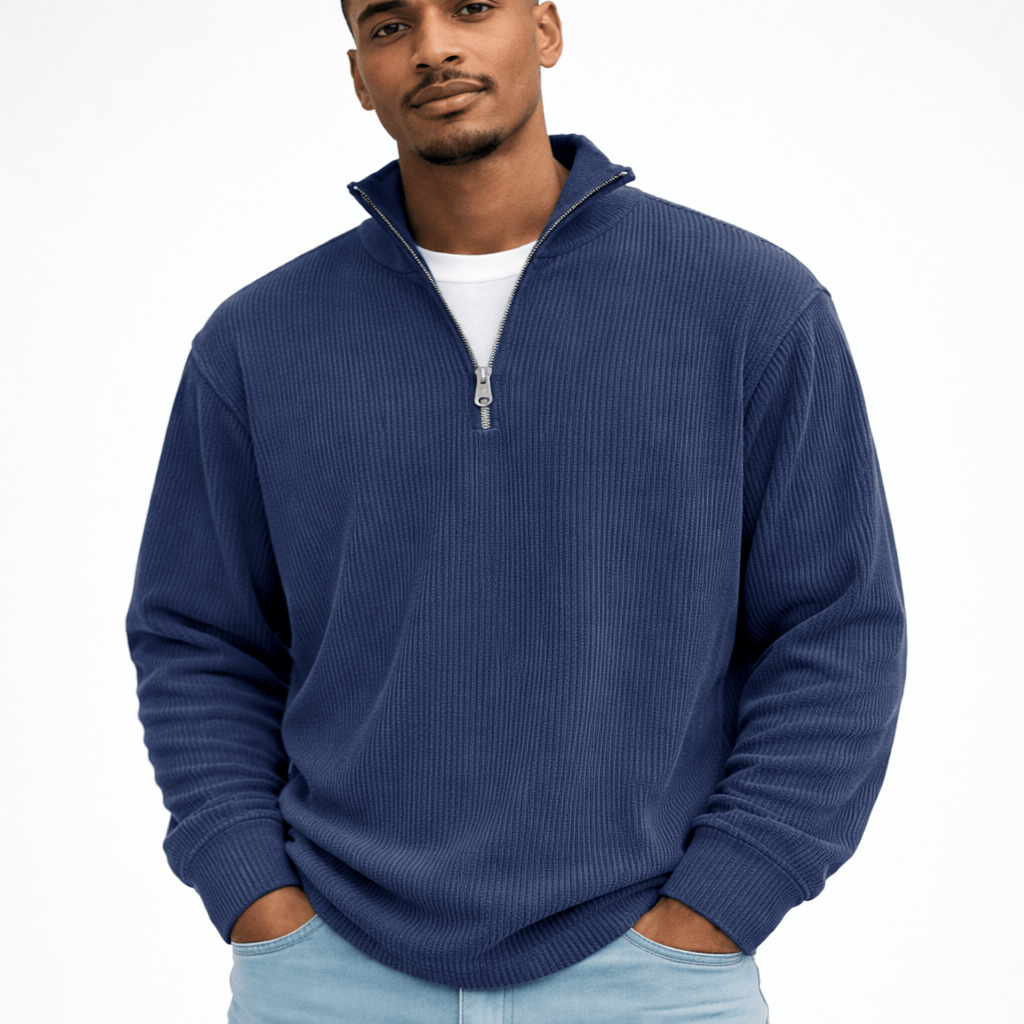 Kent Camden Navy Blue / S IAN Casual Striped Zip Sweatshirt