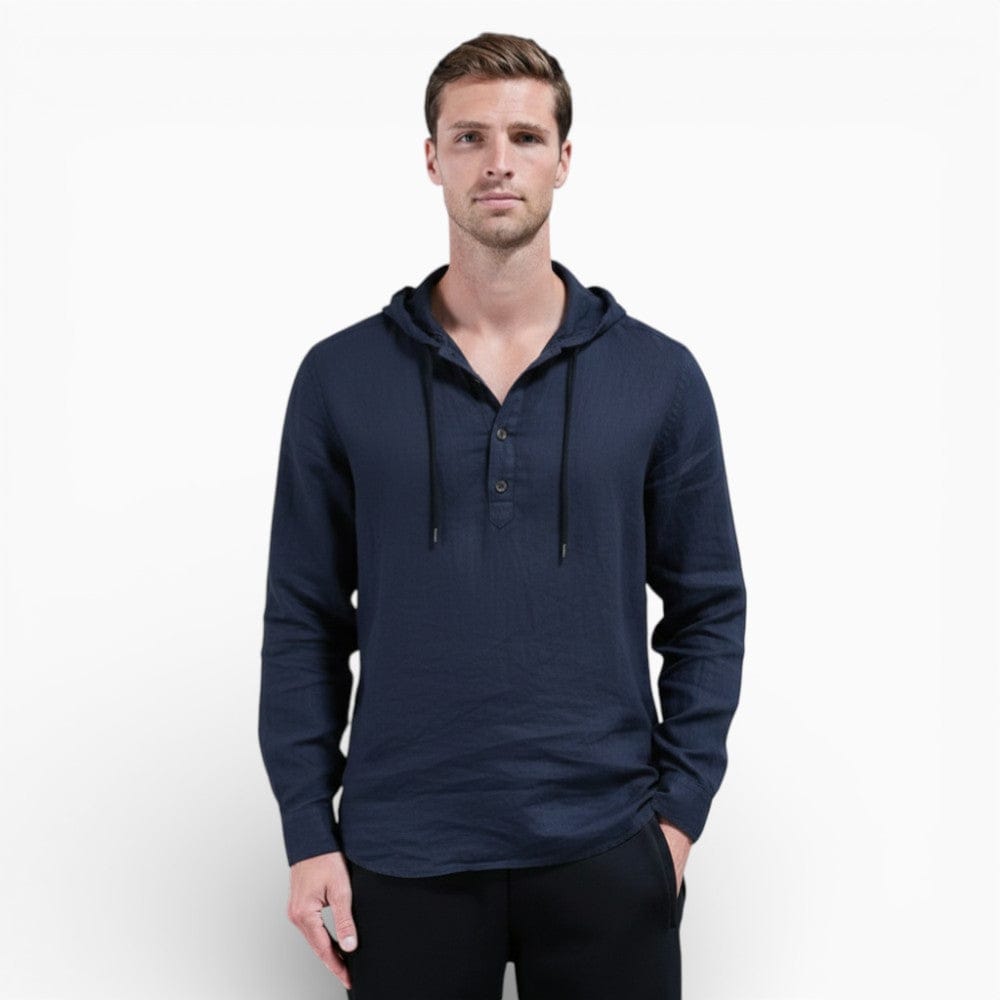 Kent Camden Navy Blue / S IAN Classic Hawaiian Shirt with Button Closure.