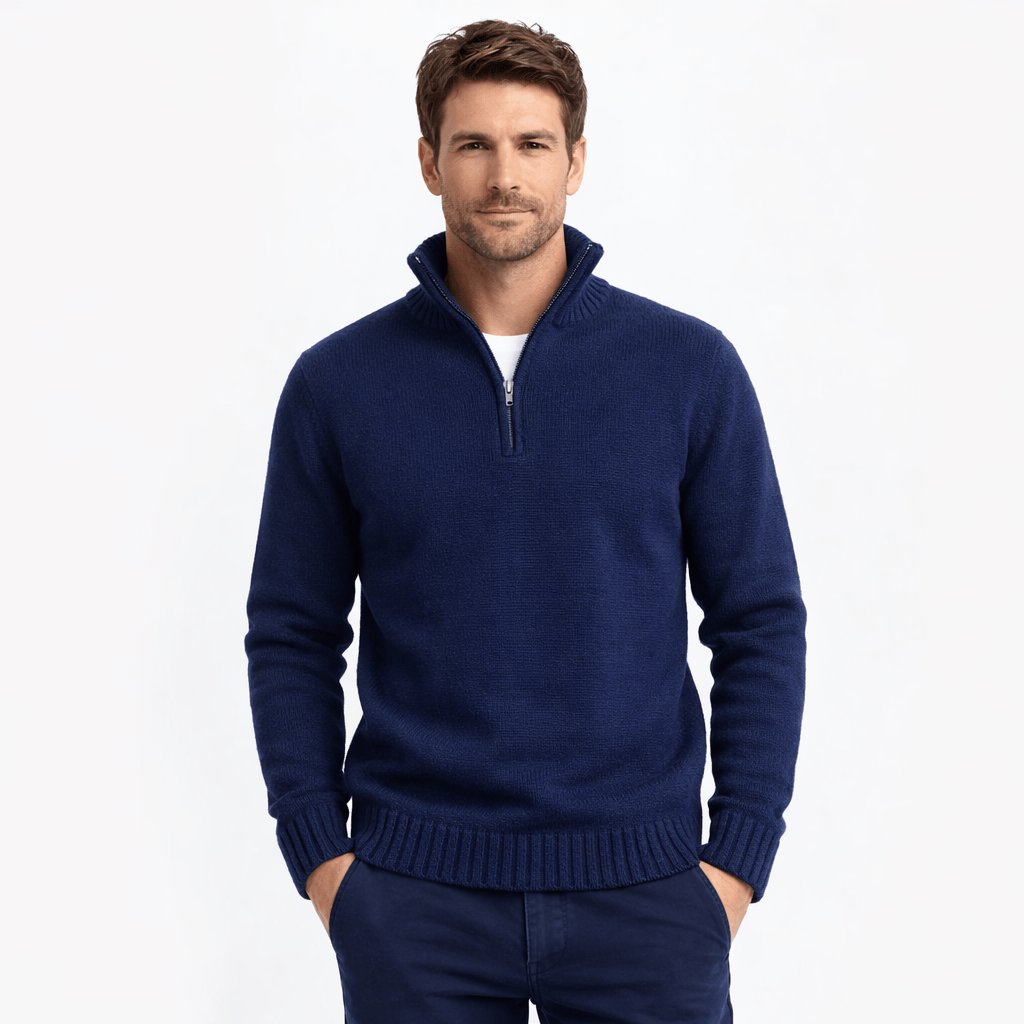 Kent Camden Navy Blue / S JOSHUA Thick Zippered Knit Sweater