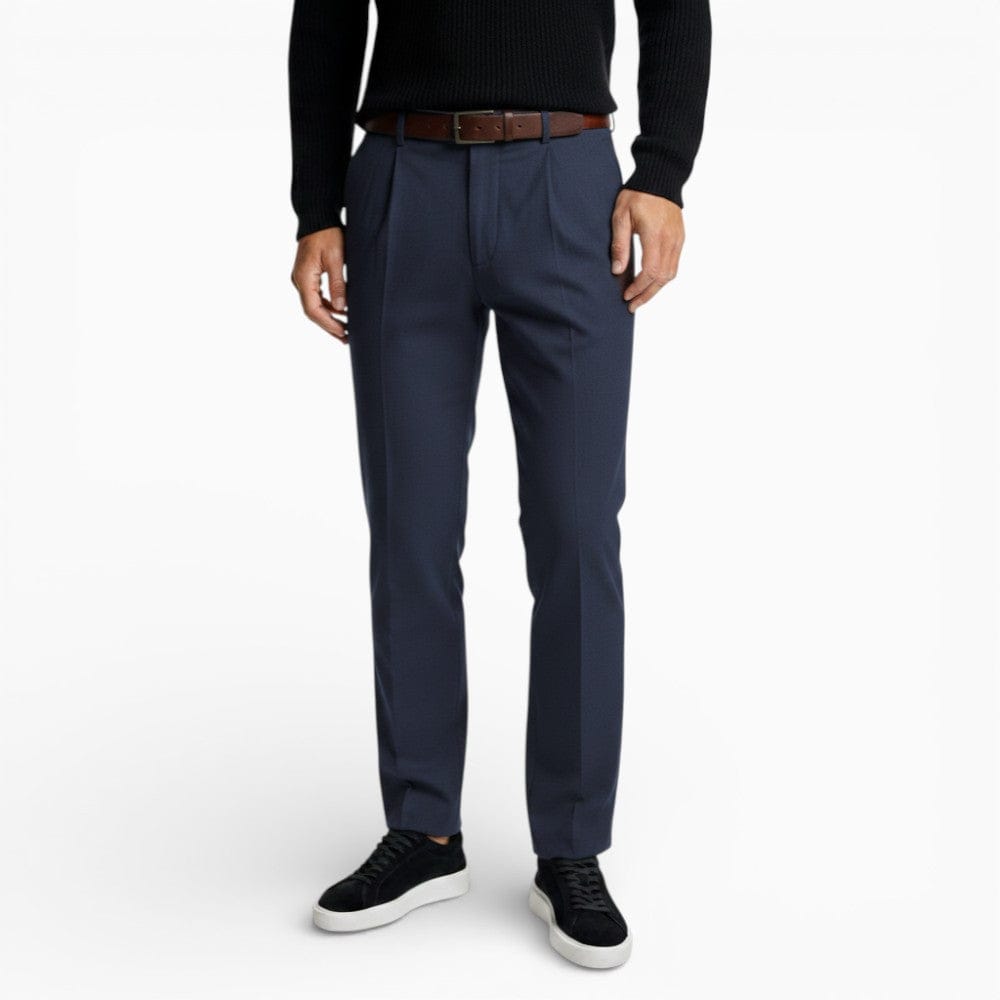 Kent Camden Navy Blue / S KNOX Regular Fit Pleated Trousers