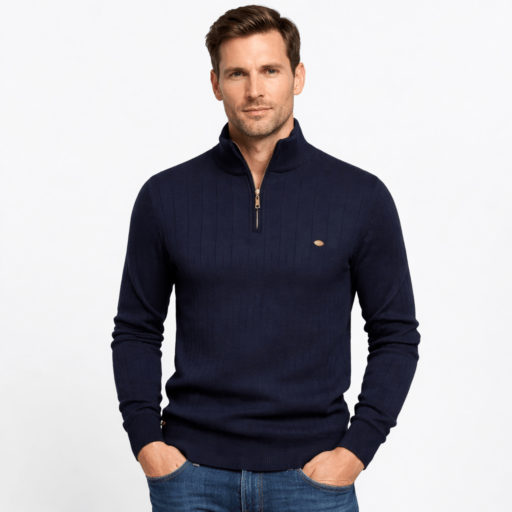 Kent Camden Navy Blue / S LEE Zipper Sweatshirt High Neck Cotton