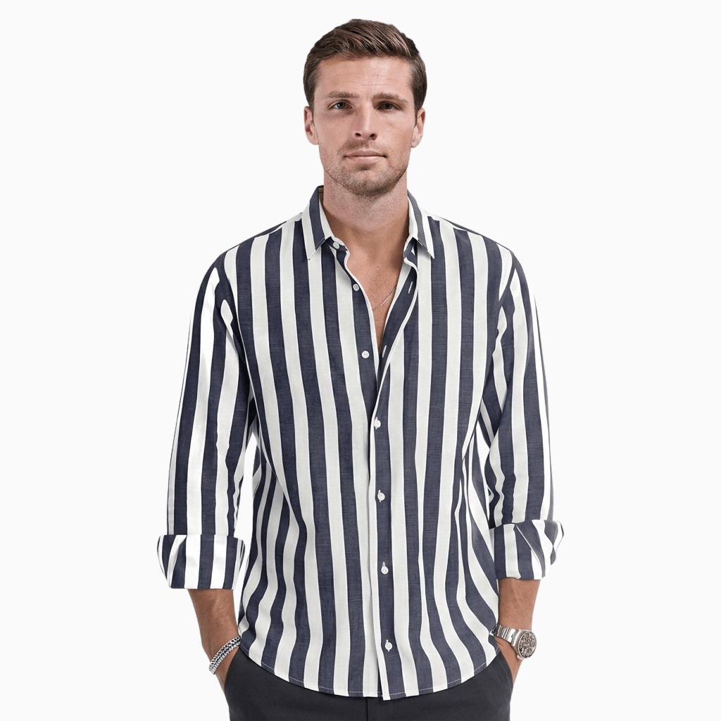 Kent Camden Navy Blue / S ROGER Casual Linen Shirt Regular Fit
