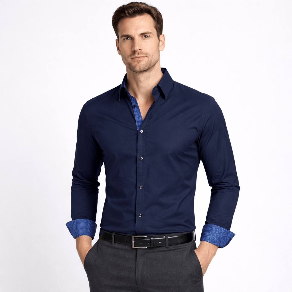 Kent Camden Navy Blue / S STANLEY Business Button-Down Shirt White Regular Fit