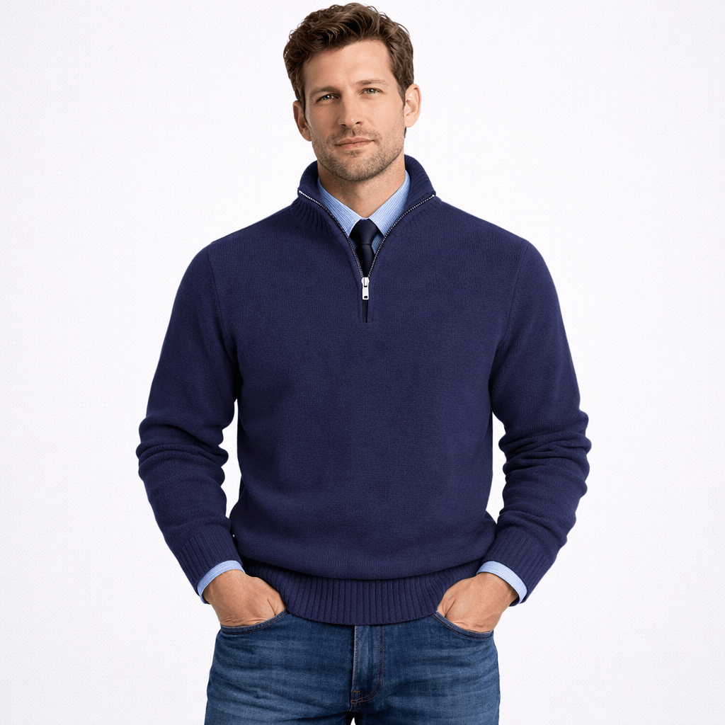 Kent Camden Navy Blue / S WILLIAM Zipper Pullover Sweater
